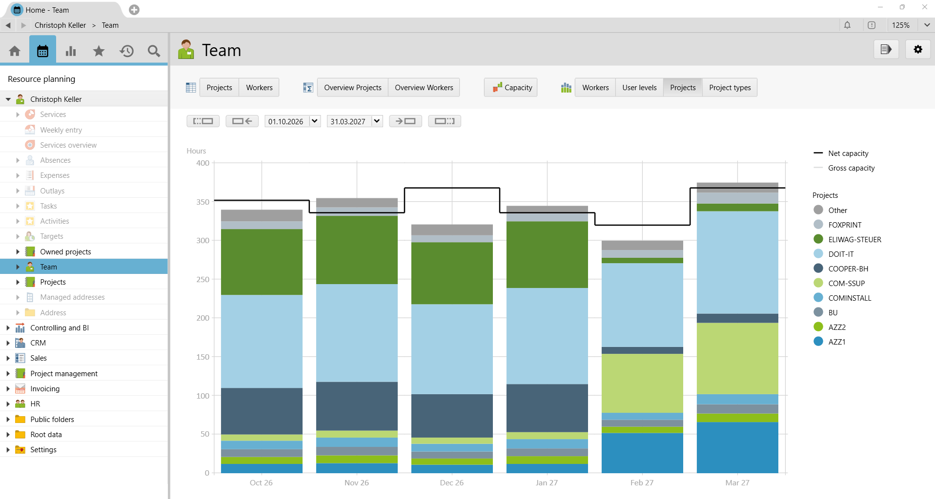 Resource planning for a team
