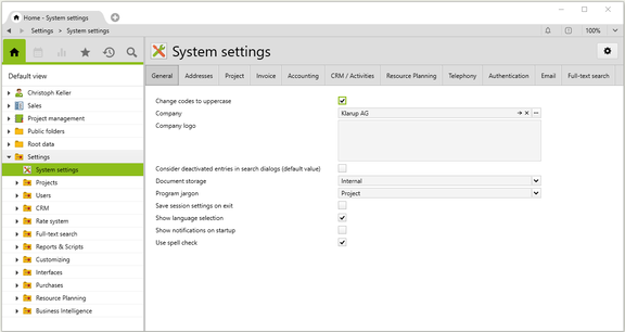 System settings