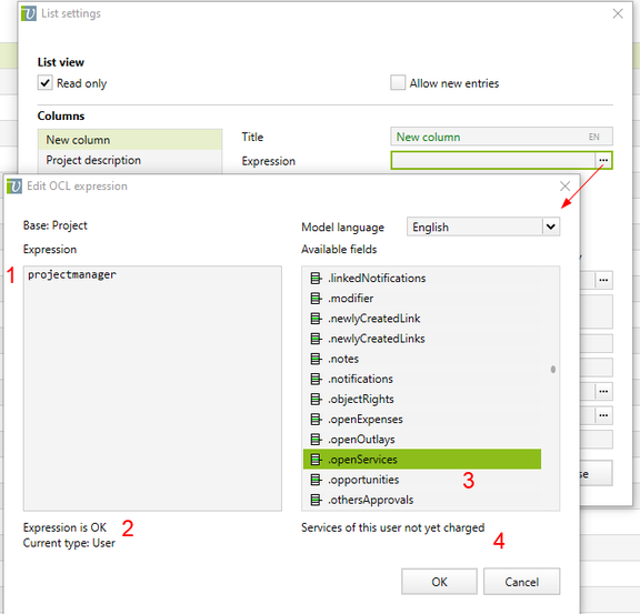 OCL expression editor