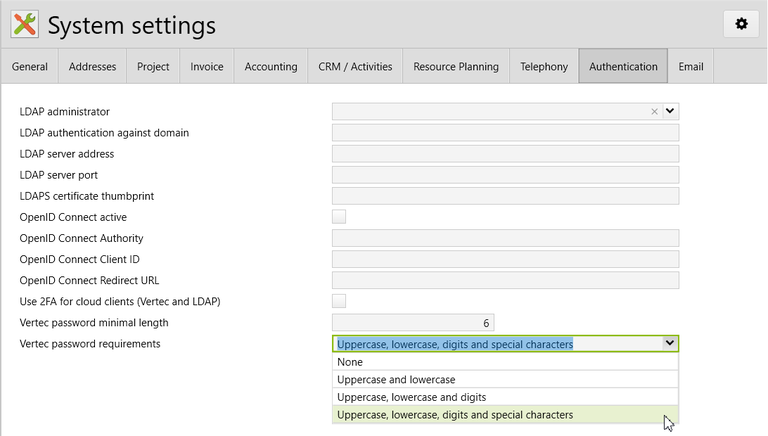 Authentication via Vertec Login