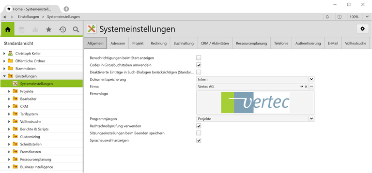 Systemeinstellungen