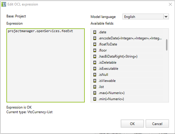 OCL expression editor