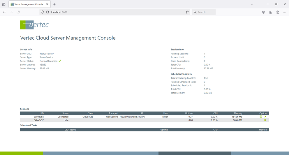 Vertec Cloud Server: deployment and security
