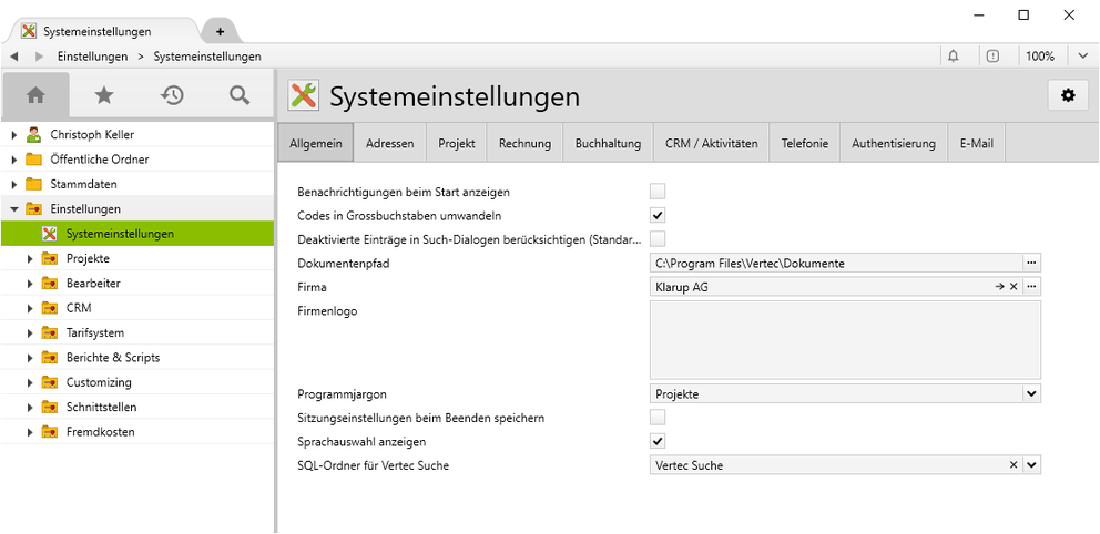 Systemeinstellungen