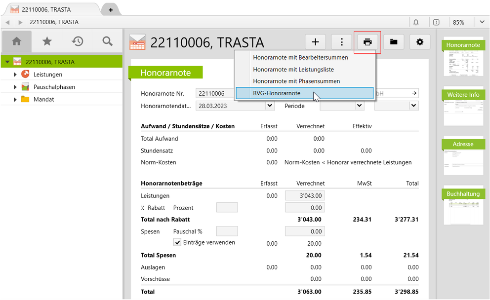Anwaltsgebühren nach RVG abrechnen und Rechnungen versenden