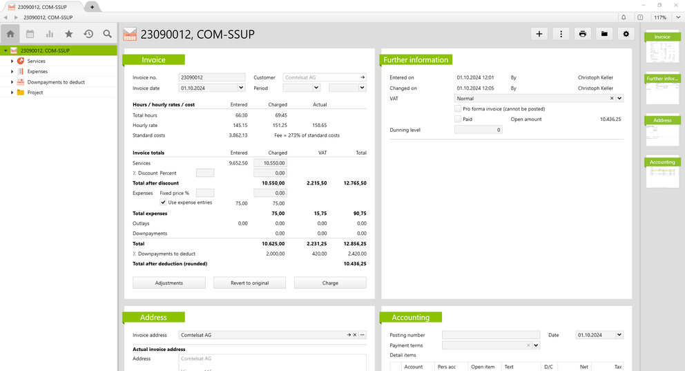 Downpayments and Account Management: Automate with Vertec