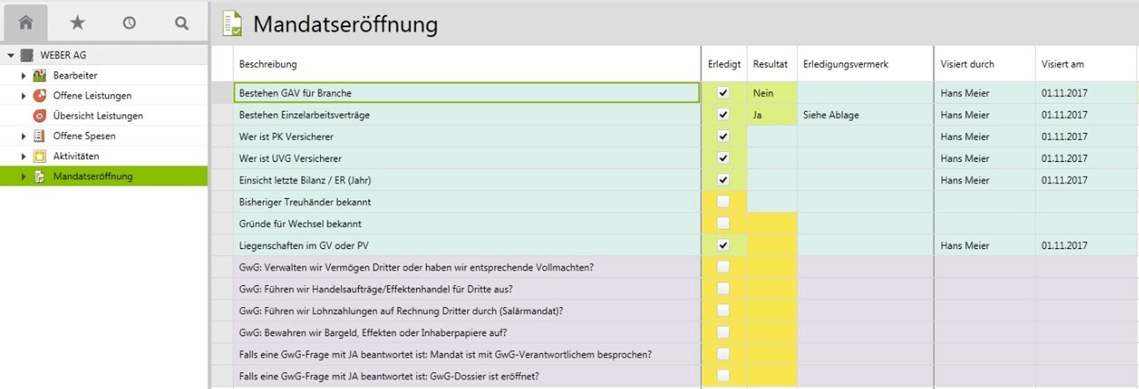 ´Mit Hilfe der Checkliste gelingt die Mandatseröffnung in Vertec mühelos.