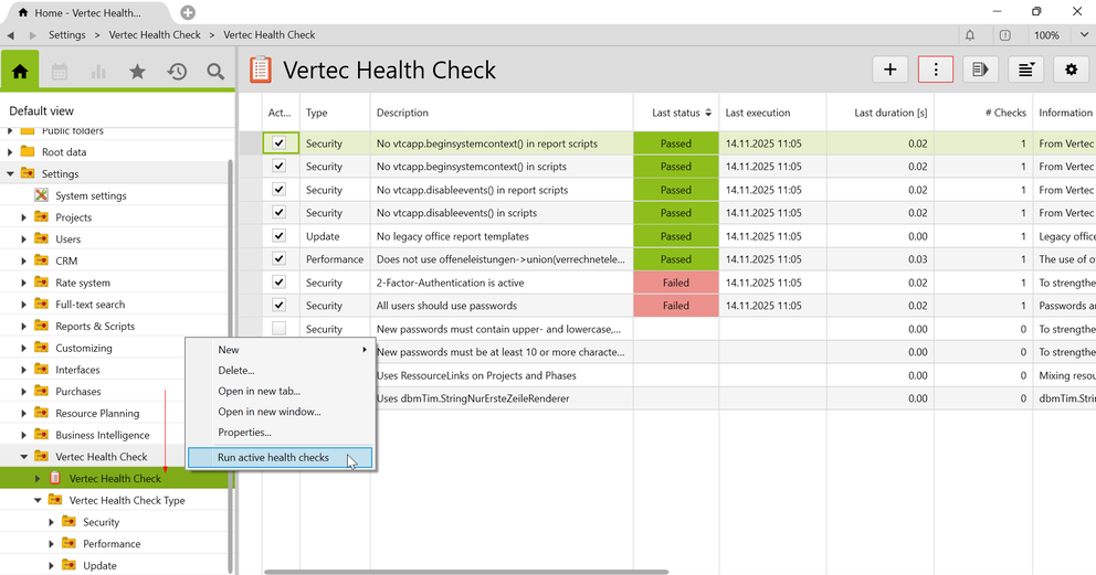 Vertec Health Check