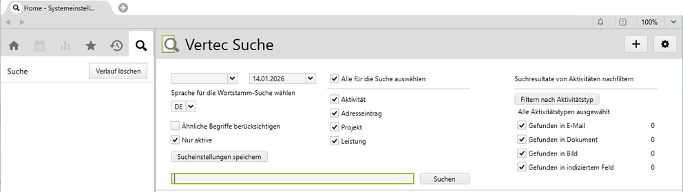 Vertec Volltextsuche