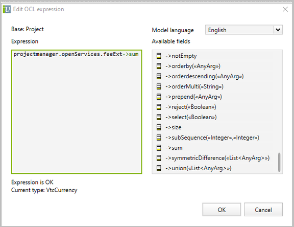 OCL expression editor