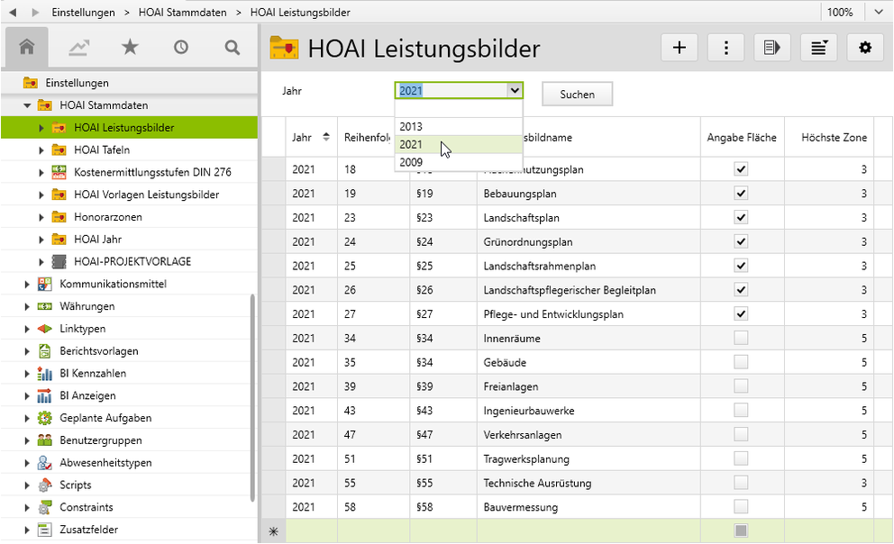 Siemon Tabelle Hoai 2021 Plug-in: HOAI